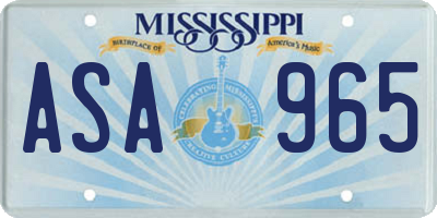 MS license plate ASA965