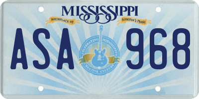 MS license plate ASA968