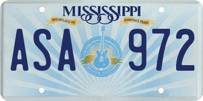 MS license plate ASA972