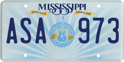 MS license plate ASA973