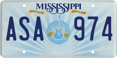 MS license plate ASA974