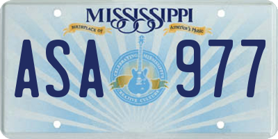 MS license plate ASA977