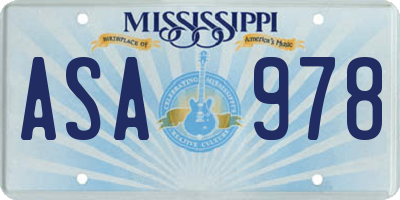 MS license plate ASA978
