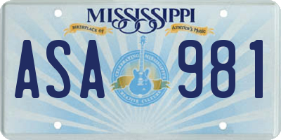 MS license plate ASA981