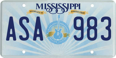 MS license plate ASA983