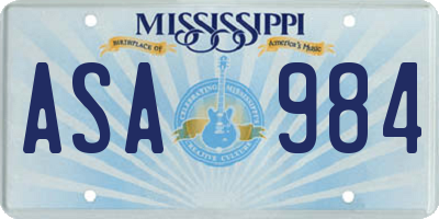 MS license plate ASA984