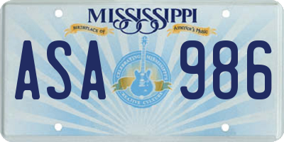 MS license plate ASA986