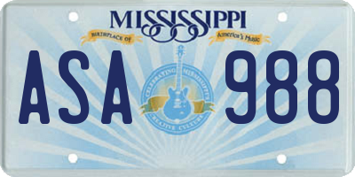 MS license plate ASA988