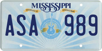 MS license plate ASA989