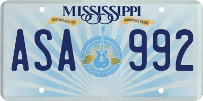 MS license plate ASA992