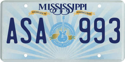 MS license plate ASA993