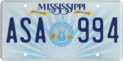MS license plate ASA994
