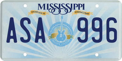 MS license plate ASA996