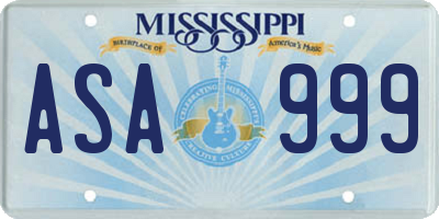 MS license plate ASA999
