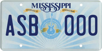 MS license plate ASB000