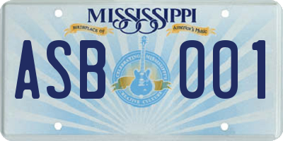 MS license plate ASB001
