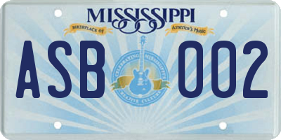 MS license plate ASB002