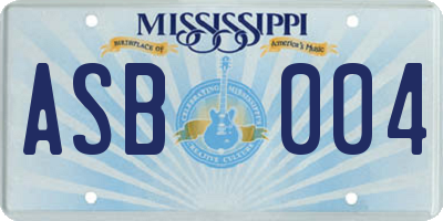 MS license plate ASB004