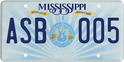 MS license plate ASB005
