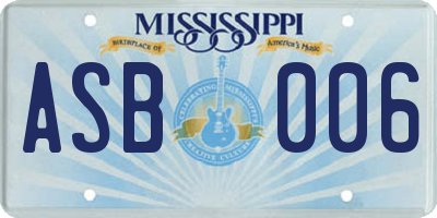 MS license plate ASB006