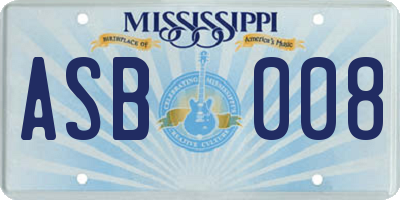 MS license plate ASB008