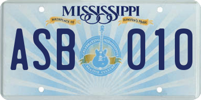 MS license plate ASB010