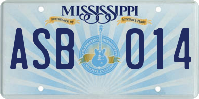 MS license plate ASB014