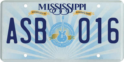 MS license plate ASB016