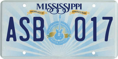 MS license plate ASB017