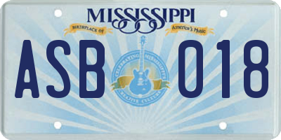 MS license plate ASB018