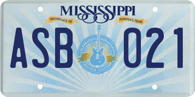 MS license plate ASB021