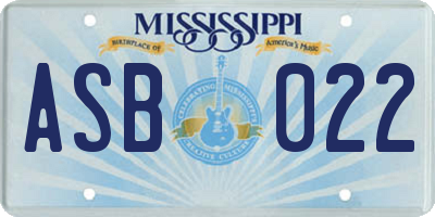 MS license plate ASB022