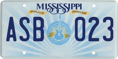 MS license plate ASB023