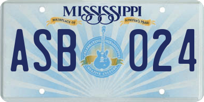 MS license plate ASB024