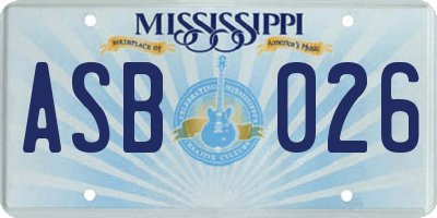 MS license plate ASB026