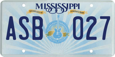 MS license plate ASB027