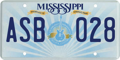MS license plate ASB028