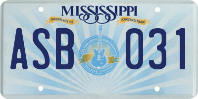 MS license plate ASB031