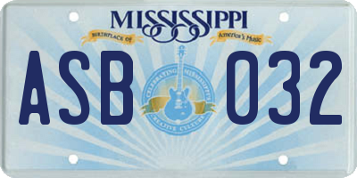 MS license plate ASB032