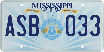 MS license plate ASB033
