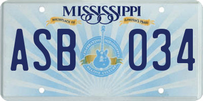 MS license plate ASB034