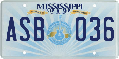 MS license plate ASB036