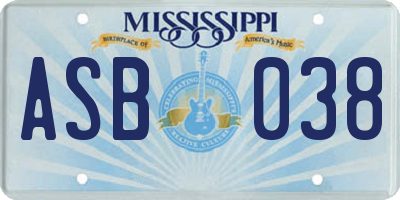 MS license plate ASB038