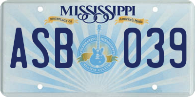 MS license plate ASB039