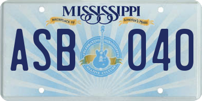MS license plate ASB040