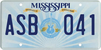 MS license plate ASB041
