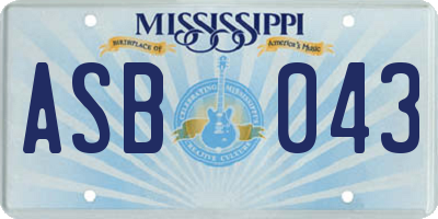 MS license plate ASB043