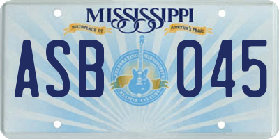 MS license plate ASB045