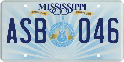 MS license plate ASB046
