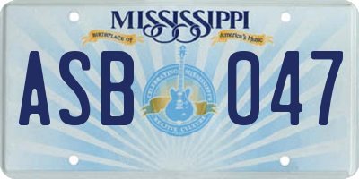 MS license plate ASB047